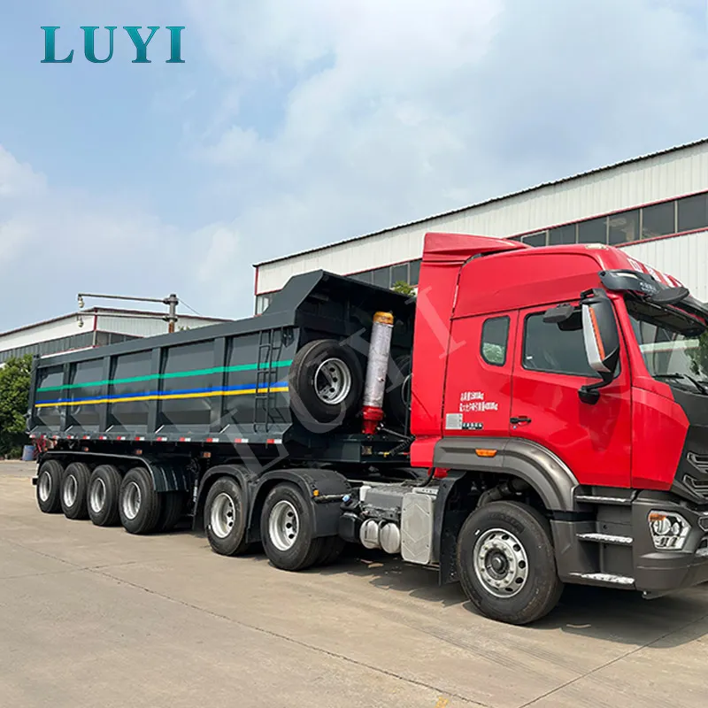 Úplne nový 4-nápravový 100-tonový U-hydraulický náves so zadným vykladaním,